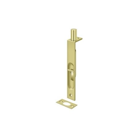 DELTANA Flush Bolt, Heavy Duty, Square Bright Brass 6" 6FBS3