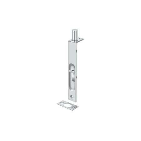 Deltana Flush Bolt, Heavy Duty, Square Bright Chrome 6" 6FBS26