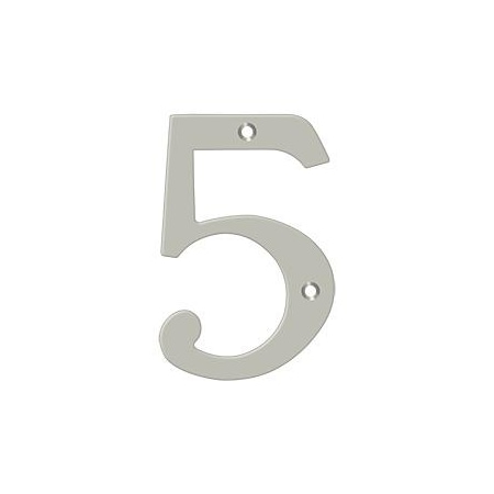 Deltana Numbers, Solid Brass Satin Nickel 6" RN6-5U15
