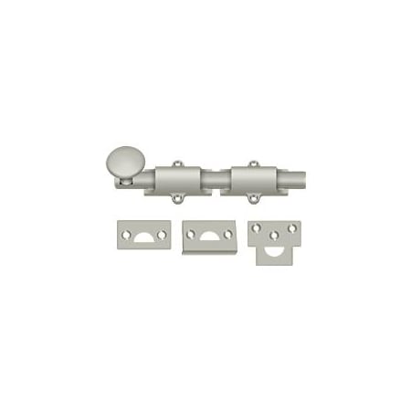 Deltana Surface Bolt, Heavy Duty Satin Nickel 6" 6SB15
