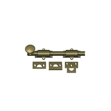 Deltana Surface Bolt, Heavy Duty Antique Brass 8" 8SB5