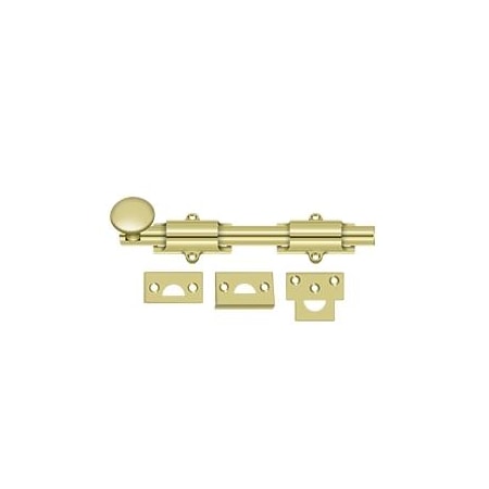 Deltana Surface Bolt, Heavy Duty Bright Brass 8" 8SB3