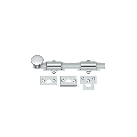 DELTANA Surface Bolt, Heavy Duty Bright Chrome 8" 8SB26