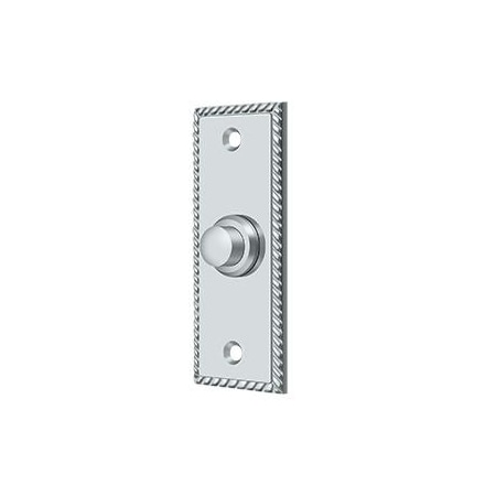Deltana Bell Button, Rectangular Rope Bright Chrome BBSR333U26