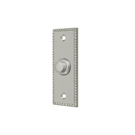 Deltana Bell Button, Rectangular Rope Satin Nickel BBSR333U15