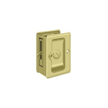 Deltana Heavy Duty Pocket Lock, Adj, 3-1/4" X 2 1/4" Privacy Bright Brass SDLA325U3