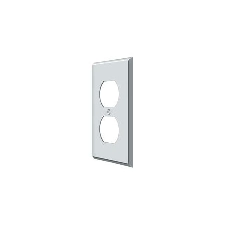 Deltana Double Outlet Switch Plate, Number of Gangs: 1 Solid Brass, Polished Chrome Plated Finish SWP4752U26