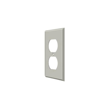 Deltana Double Outlet Switch Plate, Number of Gangs: 1 Solid Brass, Brushed Nickel Finish SWP4752U15