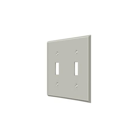 Deltana Double Standard Switch Plate, Number of Gangs: 2 Solid Brass, Brushed Nickel Finish SWP4761U15