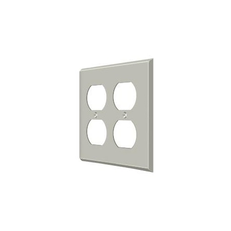 Deltana Quadruple Outlet Switch Plate, Number of Gangs: 2 Solid Brass, Brushed Nickel Finish SWP4771U15