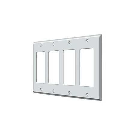 Deltana Quadruple Rocker Switch Plate, Number of Gangs: 4 Solid Brass, Polished Chrome Plated Finish SWP4744U26