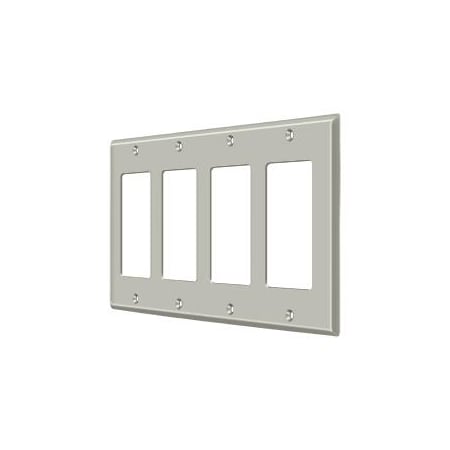 Deltana Quadruple Rocker Switch Plate, Number of Gangs: 4 Solid Brass, Brushed Nickel Finish SWP4744U15