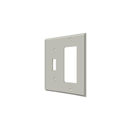 Deltana Single Switch/Single Rocker Switch Plate, Number of Gangs: 2 Solid Brass, Brushed Nickel Finish SWP4743U15