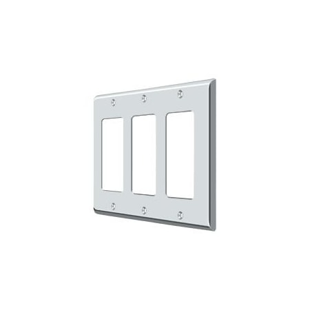 Deltana Triple Rocker Switch Plate, Number of Gangs: 3 Solid Brass, Polished Chrome Plated Finish SWP4740U26