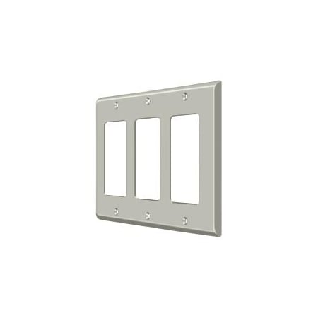 Deltana Triple Rocker Switch Plate, Number of Gangs: 3 Solid Brass, Brushed Nickel Finish SWP4740U15