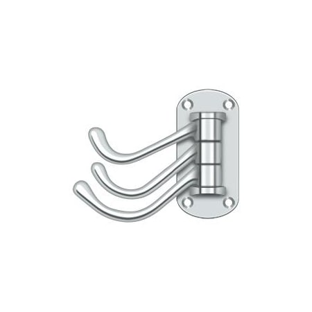 Deltana Triple Swivel Hook, Heavy Duty, 4" Projection Bright Chrome TSH40U26