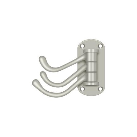 Deltana Triple Swivel Hook, Heavy Duty, 4" Projection Satin Nickel TSH40U15