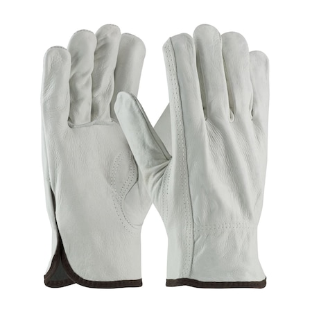 Pip Leather Drivers Gloves, Cowhide, Shirred Slip-On, Keystone Thumb, Gunn Cut, Gray, L 12 PK 68-163/L