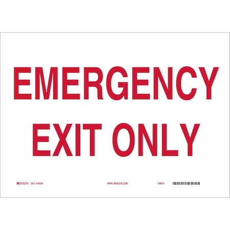 Brady Exit Sign, Fiberglass, 14" W, 10" H, Emergency Exit Only, White 69199