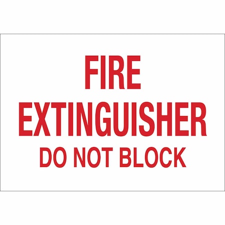 Brady Fire Extinguisher Sign, 7X10", R/WHT, Sign Legend Color: Red 25719