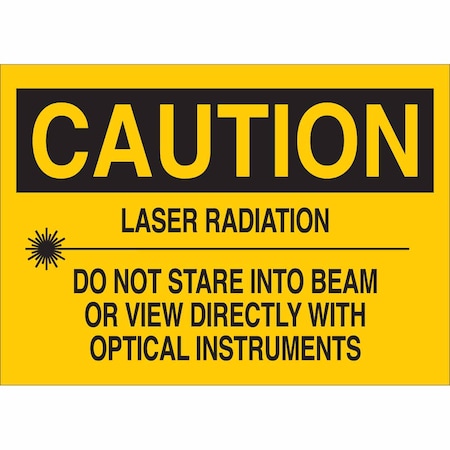 Brady Caution Laser Sign, 7 in H, 10 in W, Plastic, Rectangle, 22588 22588