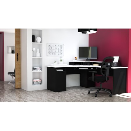 Bestar Hampton Corner Workstation, Black/White 69430-000018