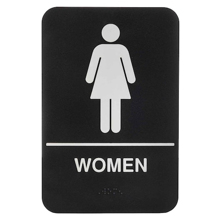Tablecraft Braille Plst Sign, Women Restrm, ADA, 6"X9", 695634 695634