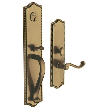 Baldwin Full Dummy Handlesets Satin Brass with Brown 6963.060.RFD