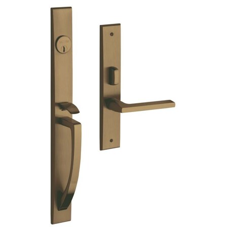 Baldwin Entry Handlesets Satin Brass with Brown 6966.060.LENT