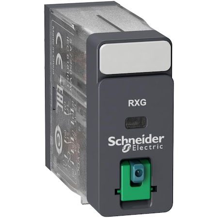 Schneider Electric Interface plug in relay, Harmony Electromechanical Relays, 5A, 2CO, lockable test but to n, 24V DC RXG21BD