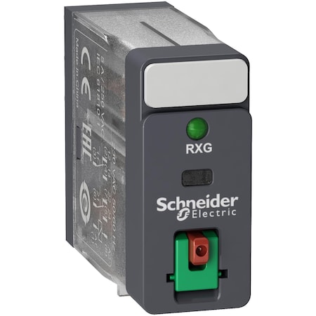 Schneider Electric Interface plug in relay, Harmony Electromechanical Relays, 5A, 2CO, with LED, lockable test but to n, 24V AC RXG22B7