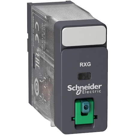 Schneider Electric Interface plug in relay, Harmony Electromechanical Relays, 10A, 1CO, lockable test but to n, 24V DC RXG11BD