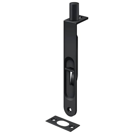 Deltana Flush Bolt, Heavy Duty Round Black 6" 6FBR19