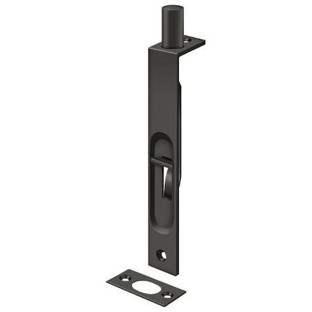 Deltana Flush Bolt, Heavy Duty, Square Oil Rubbed Bronze 6" 6FBS10B
