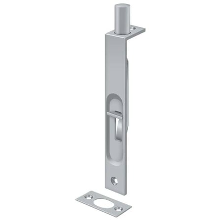 Deltana Flush Bolt, Heavy Duty, Square Satin Chrome 6" 6FBS26D
