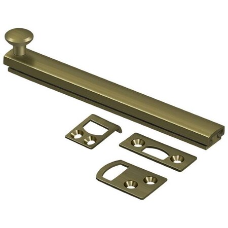 Deltana Surface Bolt, Concealed Screw, Heavy Duty Antique Brass 6" 6SBCS5