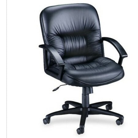 Lorell Managerial Chair Managerial Leather Mid-Back Chairs, Black, Adjustable Arms, 38-1/2" Height, Leather LLR60115