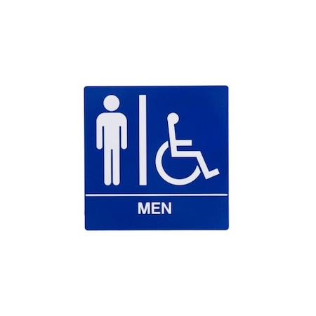 Trimco Blue ADA Square Mens and Handicap Restroom Sign with Braille Blue 527.BLUE