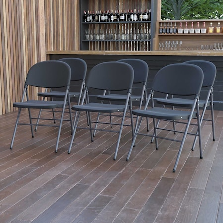 Flash Furniture Black Plastic Folding Chair, PK6 6-DAD-YCD-50-GG