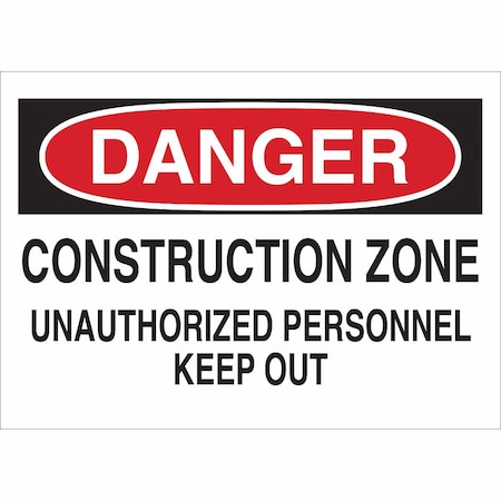 Brady Danger Sign, Plastic, Rectangle, English 122559