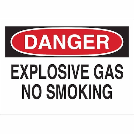 Brady Danger No Smoking Sign, 10" H, 14 in W, Polyester, Rectangle, English, 85162 85162