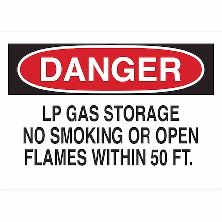 Brady Danger No Smoking Sign, 10" H, 14 in W, Polyester, Rectangle, English, 84423 84423