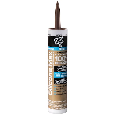 Dap Sealant, 10 oz, Cartridge, Brown, Silicone Base, Silicone Max 7079808788