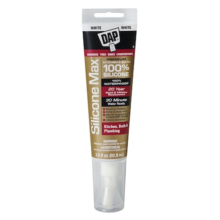Dap Silicone Max Kitchen & Bath Sealant, White 2.8 oz (7079808795) 7079808795
