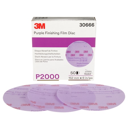 3M Film Disc, 6" Dia, Non-Vacuum, Silicon Carbide, P2000 Grit 60455098164