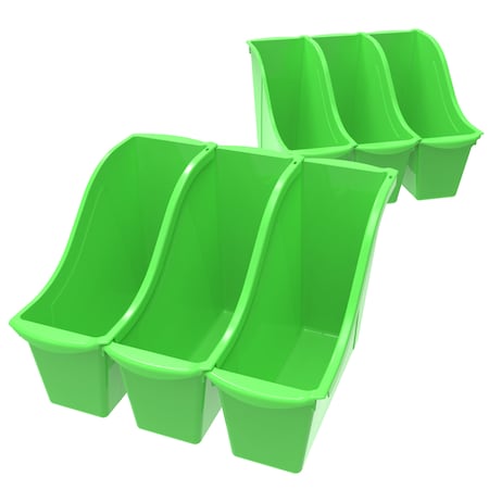 Storex Book Storage Bin, Green, 6 PK 71111U06C