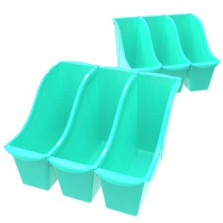 Storex Book Storage Bin, Teal, 6 PK 71114U06C