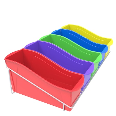 Storex Large Book Bins, w/Metal Rack, Asst 71125U01C