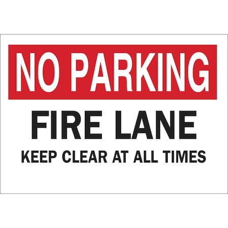 Brady Fire Lane Sign, 10"H, 14"W, Aluminum, Height: 10" 41253