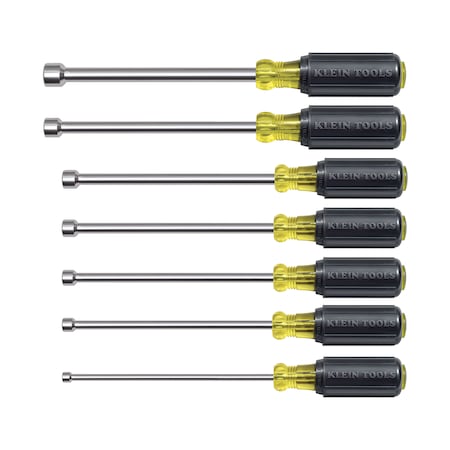 KLEIN TOOLS Nut Driver Set, Magnetic Nut Drivers, 6-Inch Shafts, 7-Piece 647M